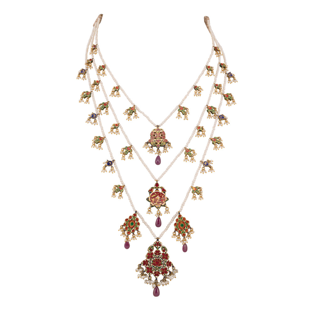 Teen Lada Necklace with Polkis, Rubies, and Pearls